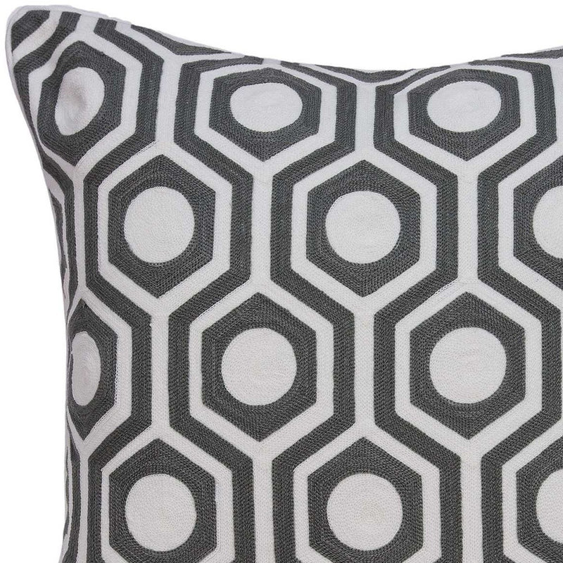 20" Gray And White Geometric Cotton Throw Pillow - Home Decor