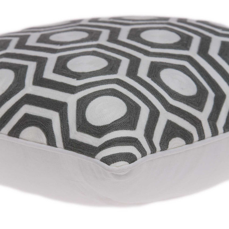 20" Gray And White Geometric Cotton Throw Pillow - Home Decor