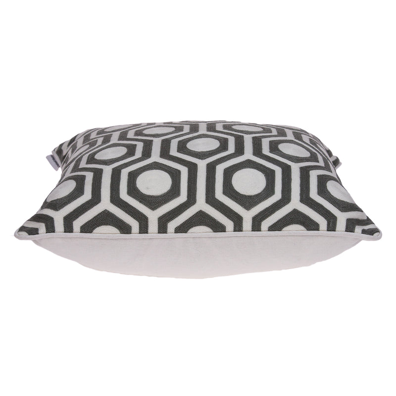 20" Gray And White Geometric Cotton Throw Pillow - Home Decor