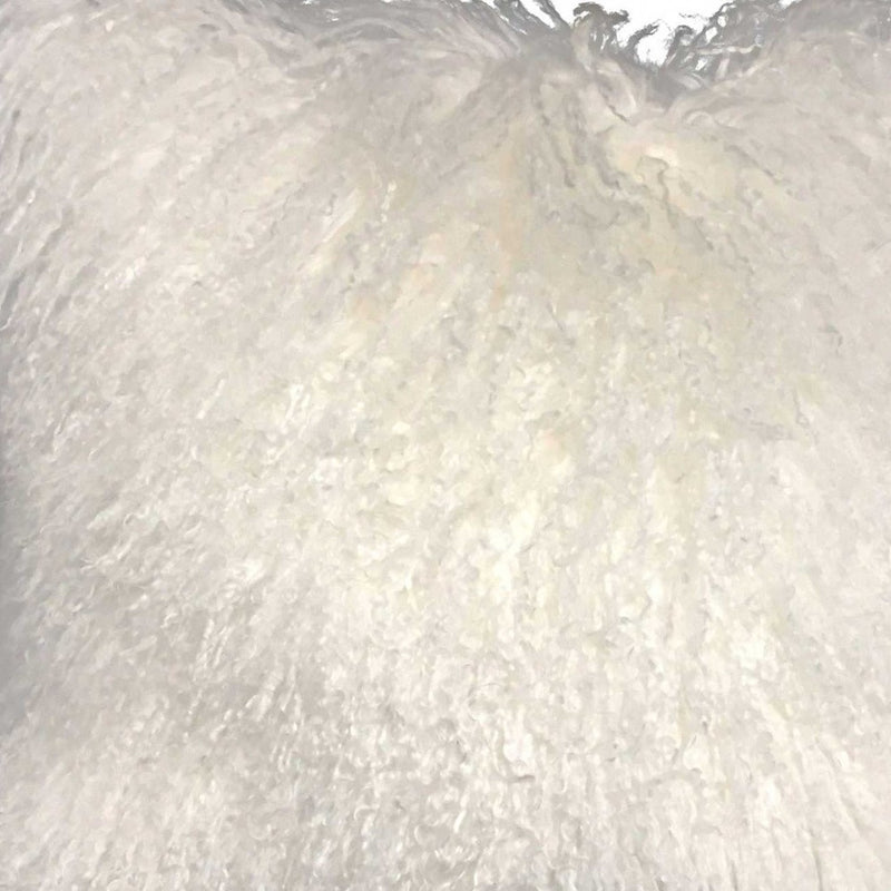 24" Bright White Genuine Tibetan Lamb Fur Pillow With Microsuede Backing - Home Decor