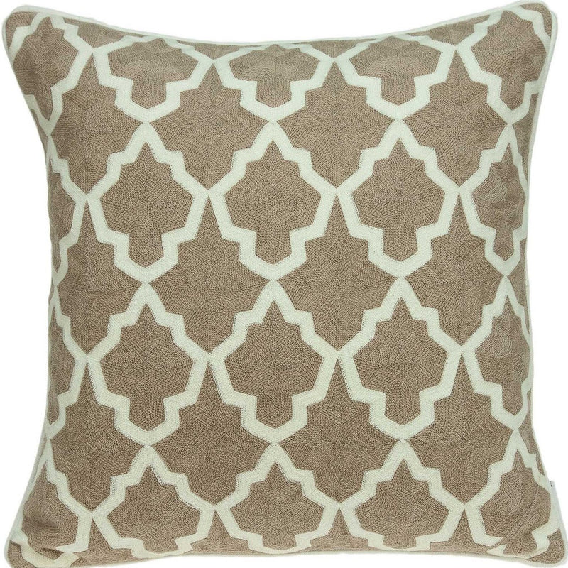 20" X 7" X 20" Transitional Beige And White Pillow Cover With Poly Insert - Home Decor
