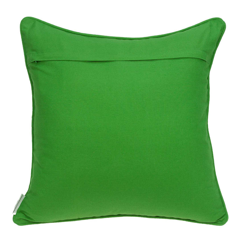 20" Green And White Stencil Cotton Throw Pillow - Home Decor
