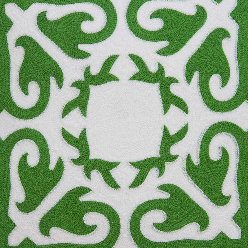 20" Green And White Stencil Cotton Throw Pillow - Home Decor