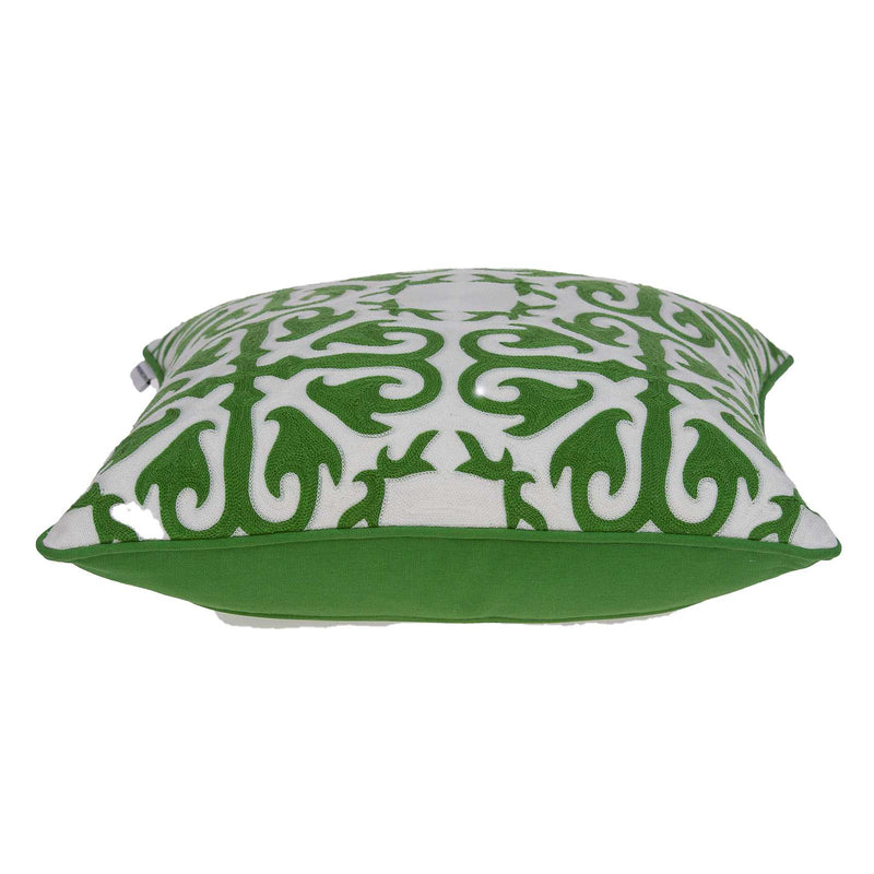 20" Green And White Stencil Cotton Throw Pillow - Home Decor