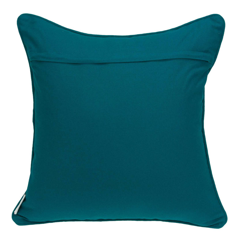 20" Navy Blue Yellow And Teal Quatrefoil Cotton Throw Pillow - Home Decor