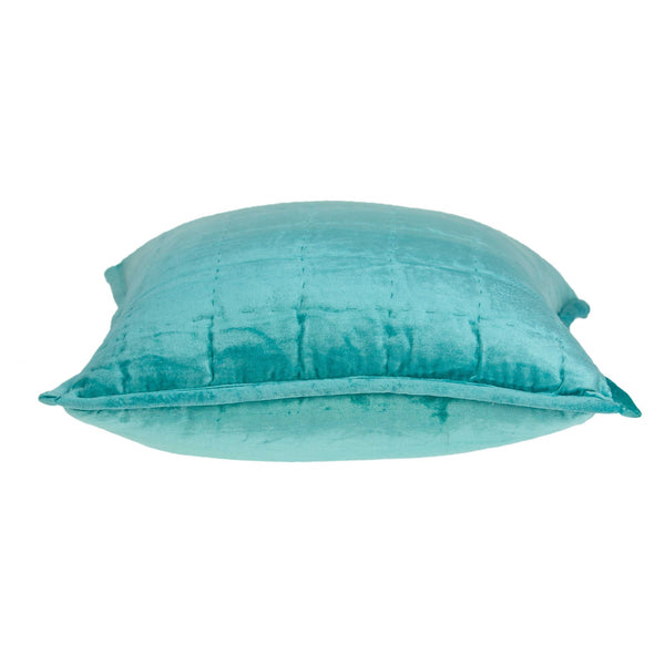 20" X 7" X 20" Transitional Aqua Solid Quilted Pillow Cover With Poly Insert - Home Decor