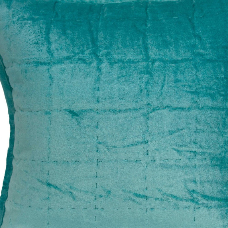 20" X 7" X 20" Transitional Aqua Solid Quilted Pillow Cover With Poly Insert - Home Decor