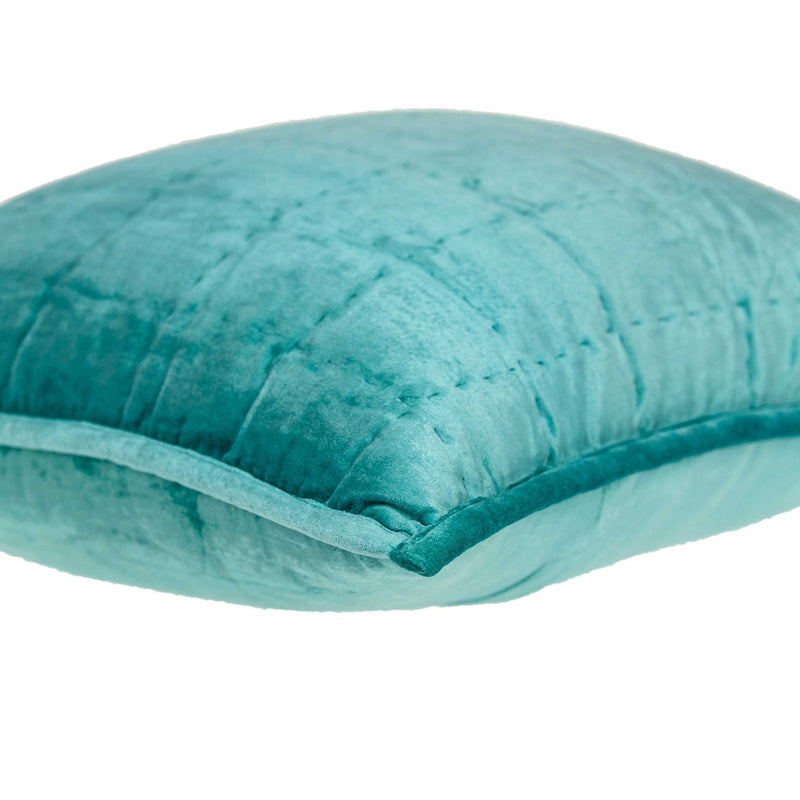 20" X 7" X 20" Transitional Aqua Solid Quilted Pillow Cover With Poly Insert - Home Decor