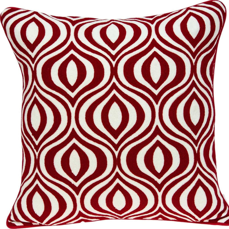 20" X 7" X 20" Transitional Red And White Pillow Cover With Poly Insert - Home Decor