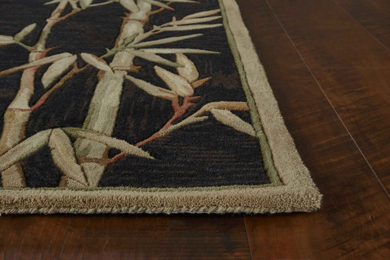 5' X 8'  Wool Black Area Rug