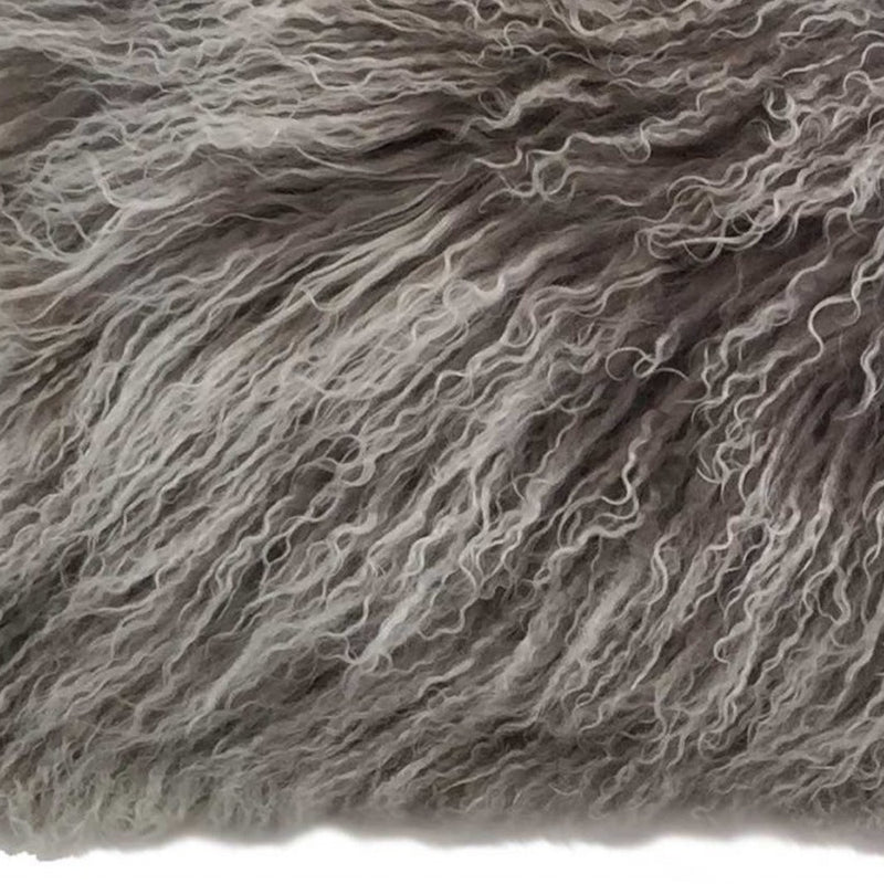 17" Grey Genuine Tibetan Lamb Fur Pillow With Microsuede Backing - Home Decor