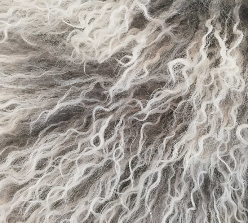 17" Grey Genuine Tibetan Lamb Fur Pillow With Microsuede Backing - Home Decor