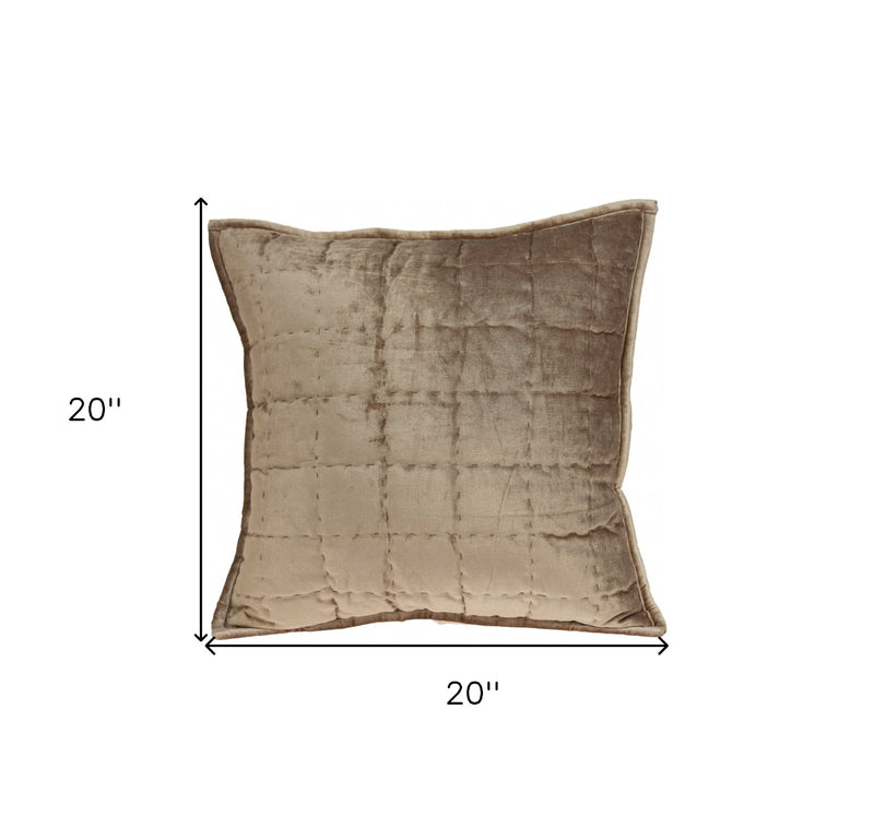20" X 7" X 20" Transitional Taupe Solid Quilted Pillow Cover With Poly Insert - Home Decor