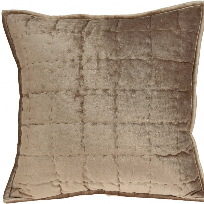 20" X 7" X 20" Transitional Taupe Solid Quilted Pillow Cover With Poly Insert - Home Decor
