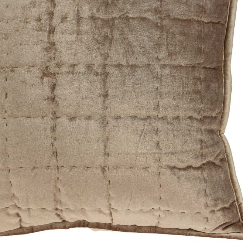 20" X 7" X 20" Transitional Taupe Solid Quilted Pillow Cover With Poly Insert - Home Decor
