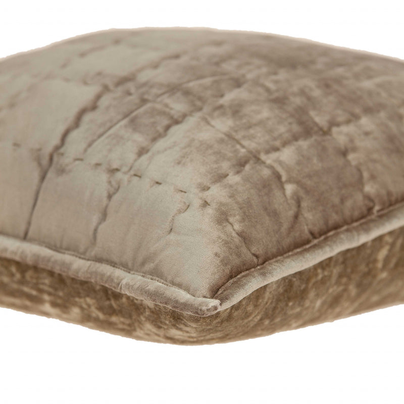 20" X 7" X 20" Transitional Taupe Solid Quilted Pillow Cover With Poly Insert - Home Decor