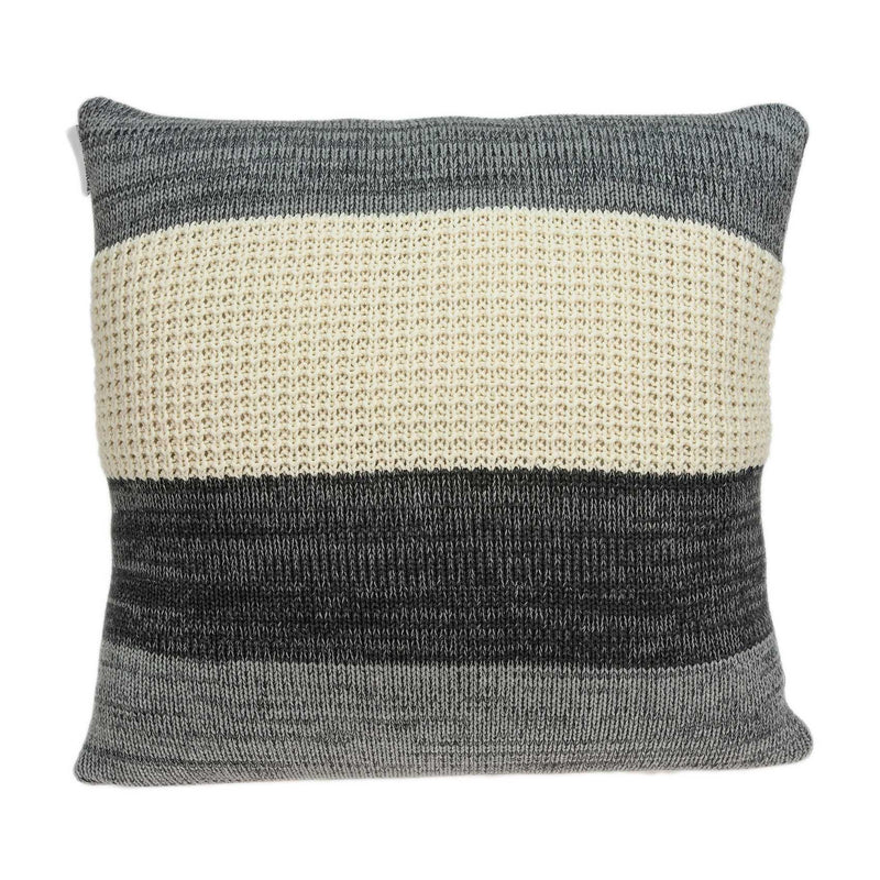 20" X 7" X 20" Transitional Cream And Gray Pillow Cover With Poly Insert - Home Decor