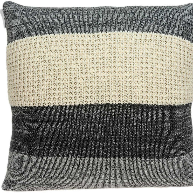 20" X 7" X 20" Transitional Cream And Gray Pillow Cover With Poly Insert - Home Decor