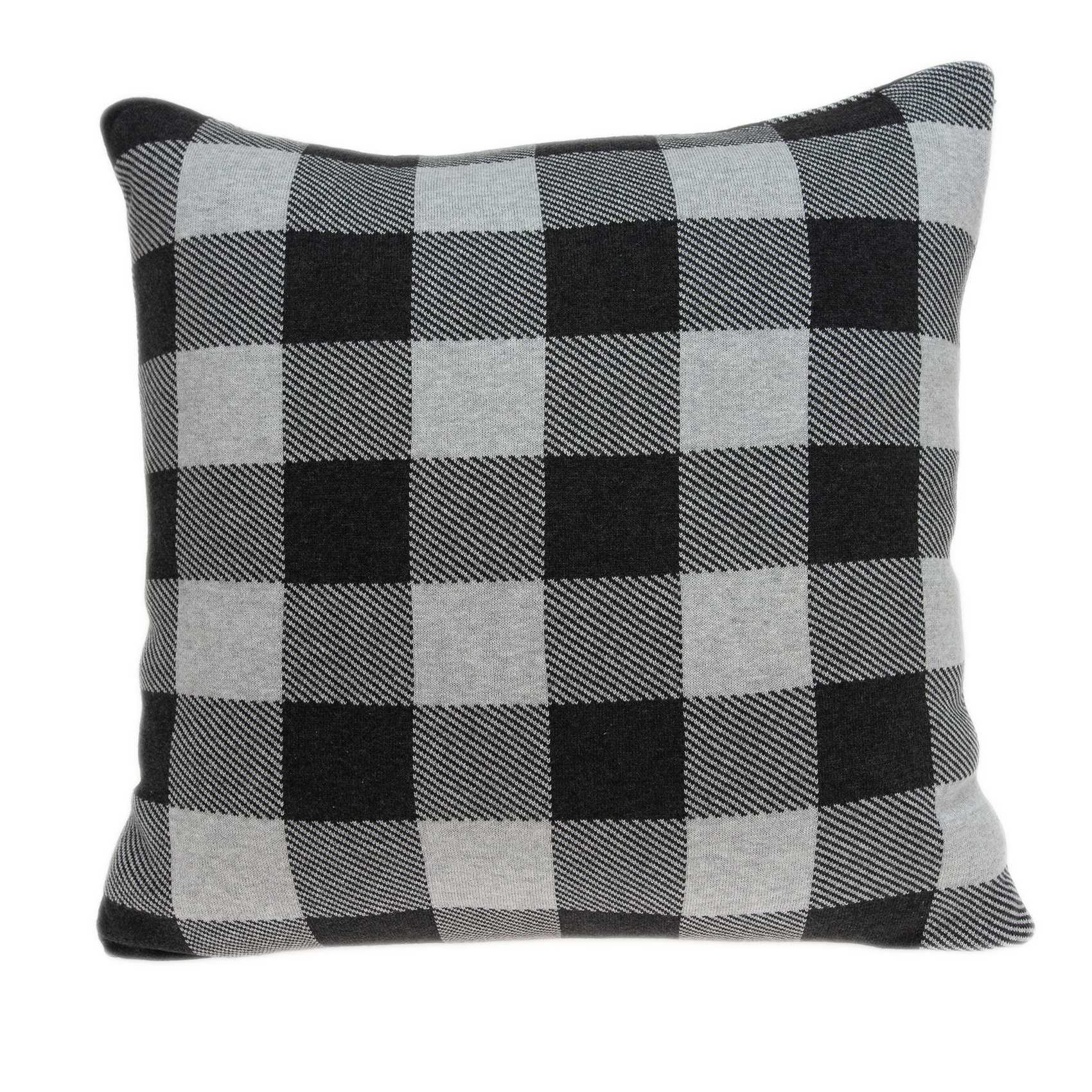 20" Gray Plaid Cotton Throw Pillow - Home & Garden