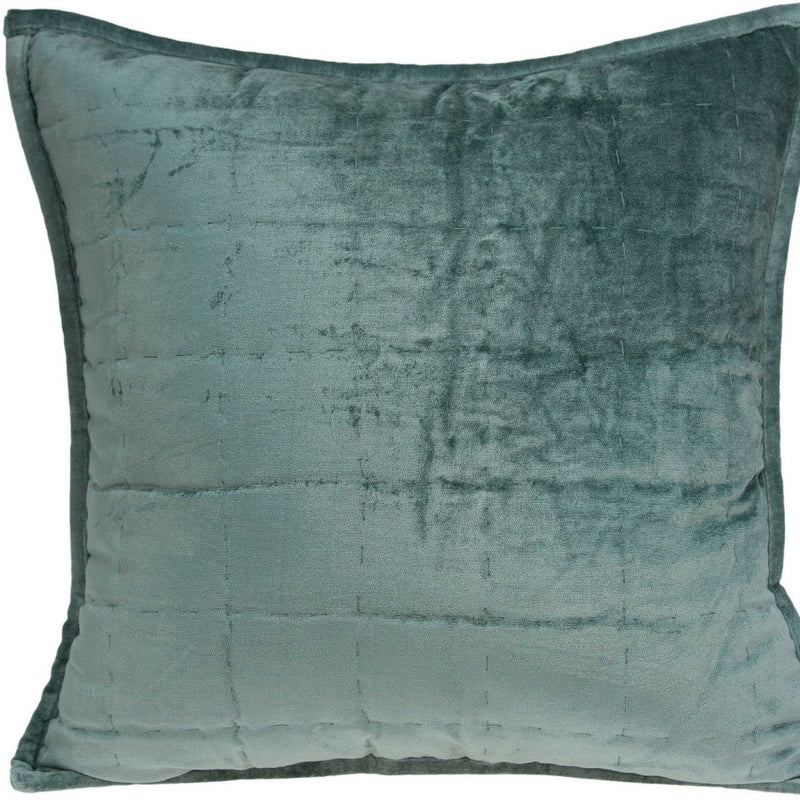 20" X 7" X 20" Transitional Sea Foam Solid Quilted Pillow Cover With Poly Insert - Home Decor