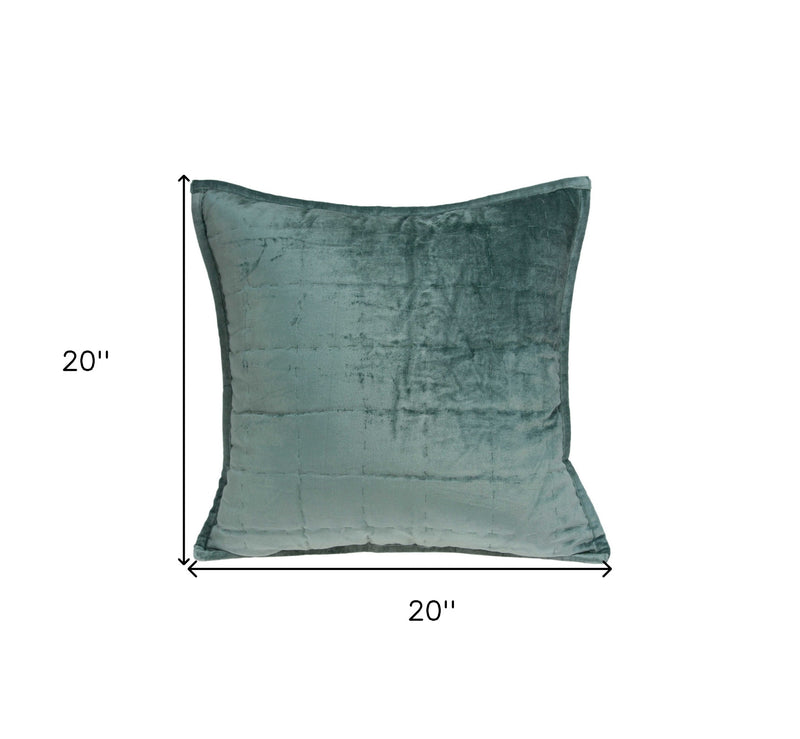 20" X 7" X 20" Transitional Sea Foam Solid Quilted Pillow Cover With Poly Insert - Home Decor