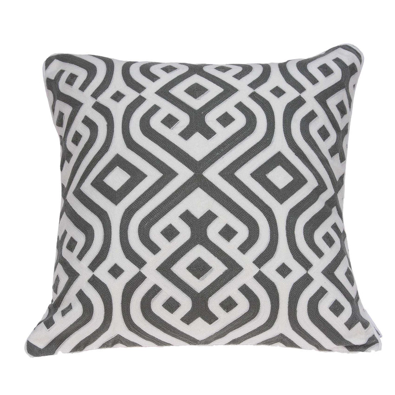 20" Gray And White Stencil Cotton Throw Pillow - Home Decor