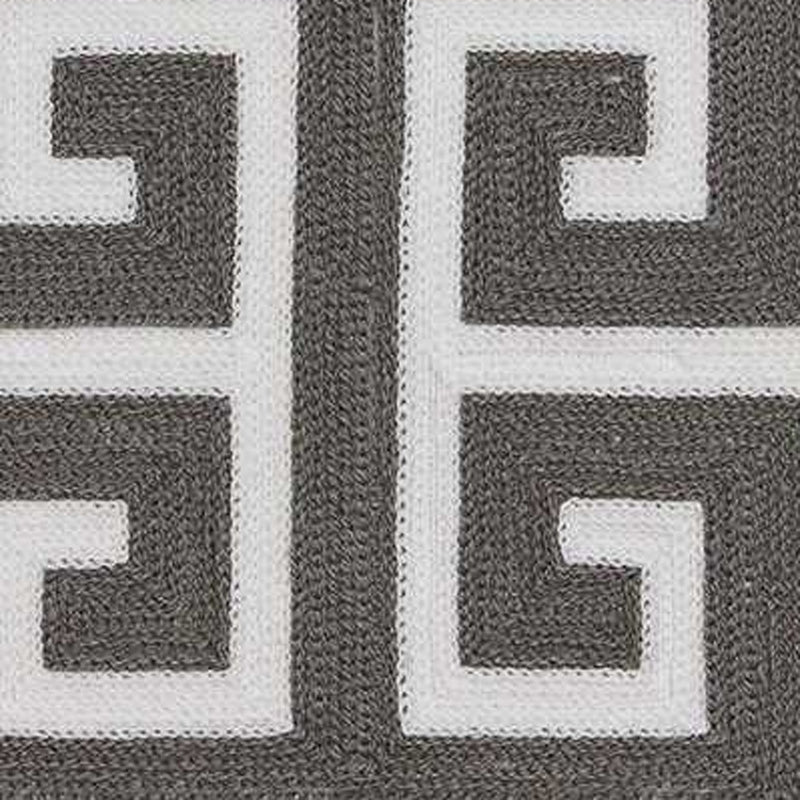 20" Gray and White Greek Key Cotton Throw Pillow - Home Decor