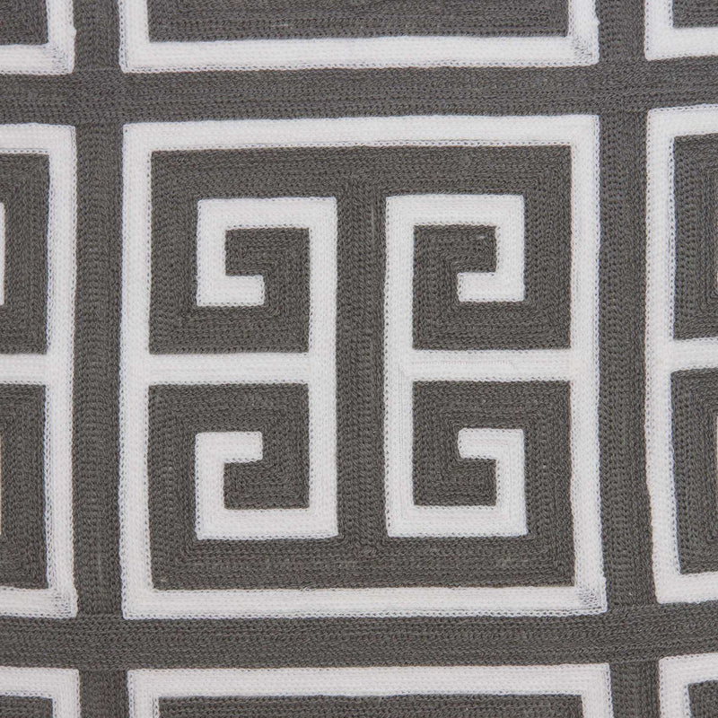 20" Gray and White Greek Key Cotton Throw Pillow - Home Decor