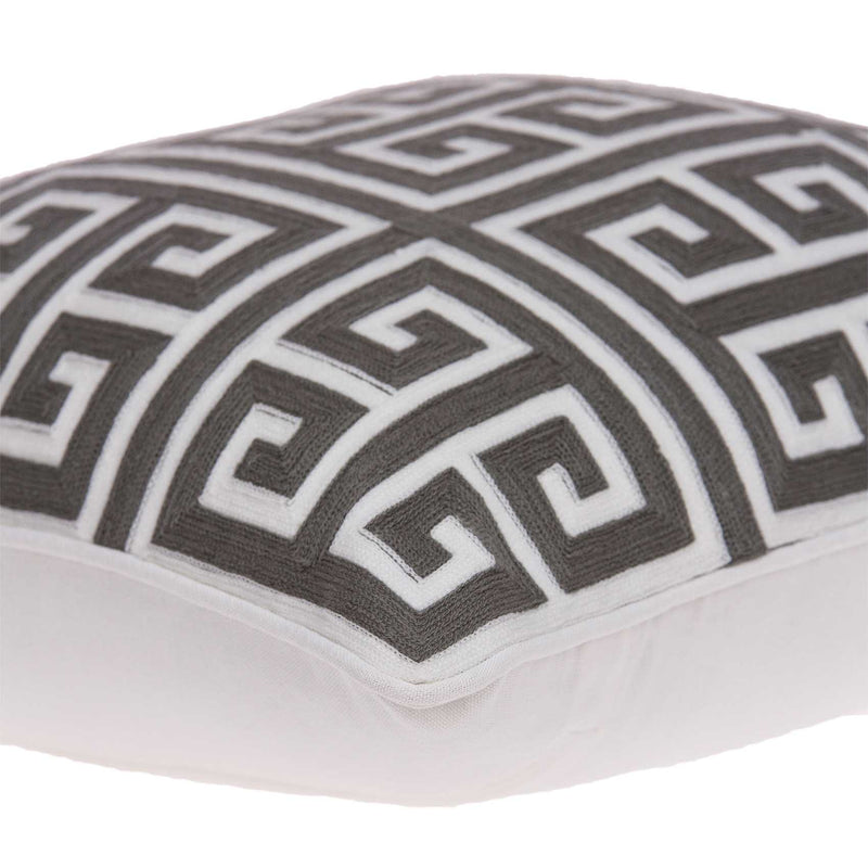 20" Gray and White Greek Key Cotton Throw Pillow - Home Decor