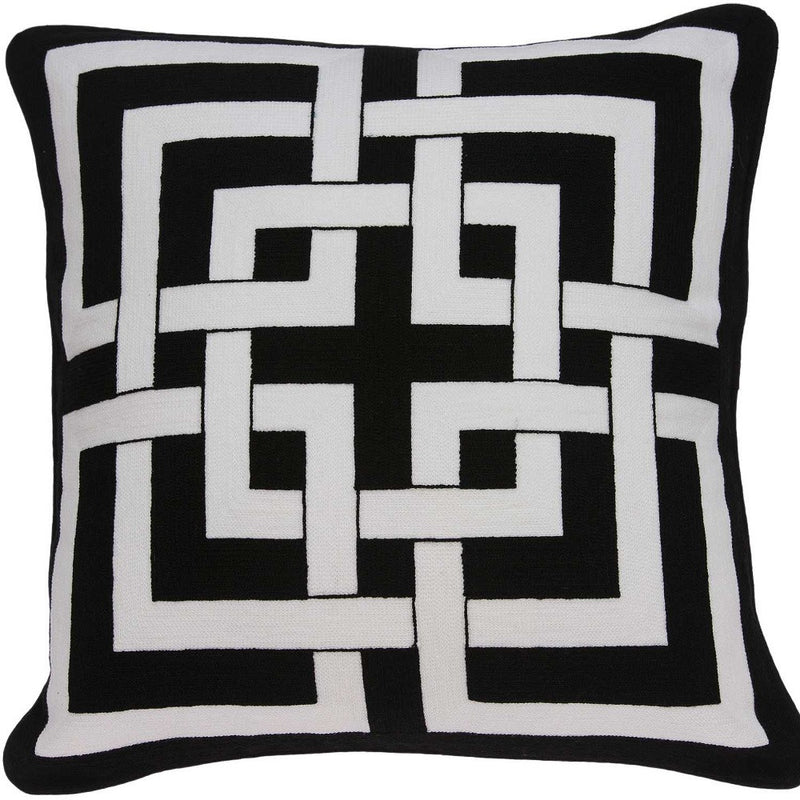20" X 7" X 20" Transitional Black And White Pillow Cover With Poly Insert - Home Decor