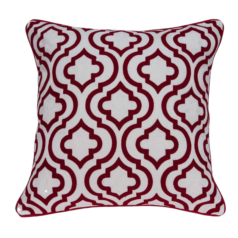 20" X 7" X 20" Transitional Red And White Accent Pillow Cover With Poly Insert - Home Decor