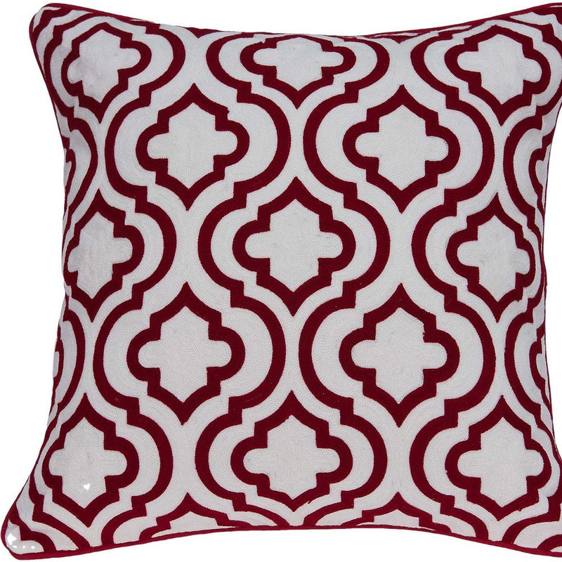 20" X 7" X 20" Transitional Red And White Accent Pillow Cover With Poly Insert - Home Decor