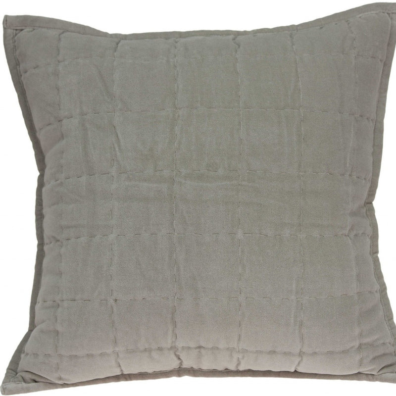 20" X 7" X 20" Transitional Gray Solid Quilted Pillow Cover With Poly Insert - Home Decor