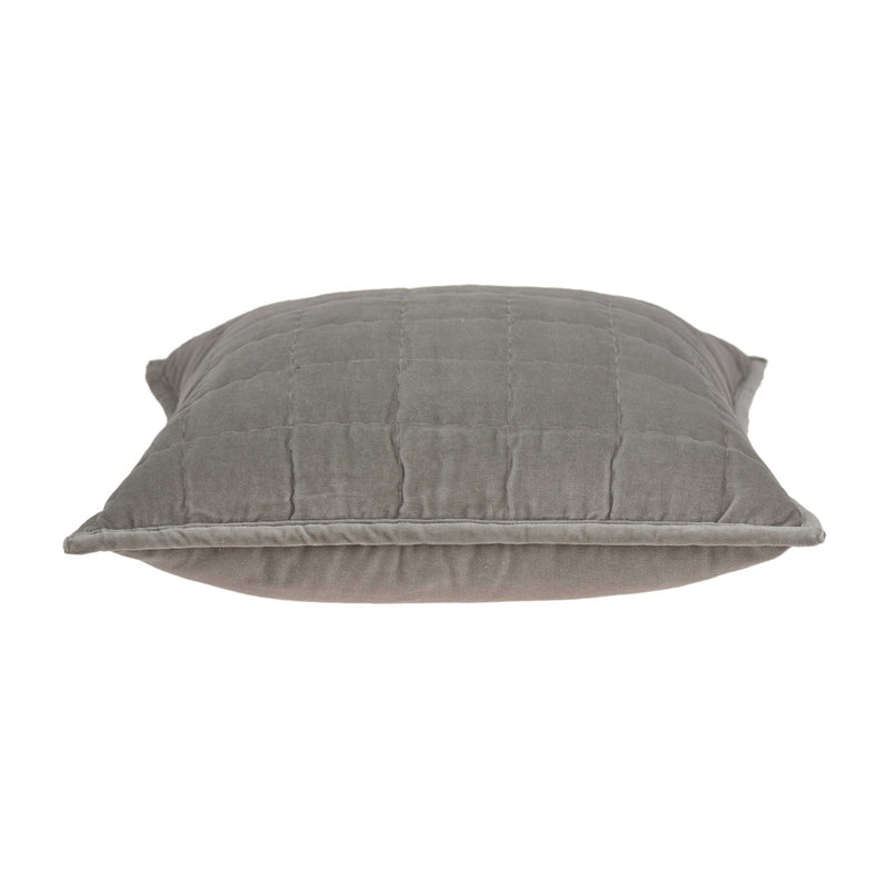20" X 7" X 20" Transitional Gray Solid Quilted Pillow Cover With Poly Insert - Home Decor