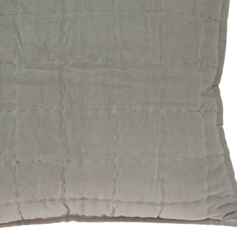 20" X 7" X 20" Transitional Gray Solid Quilted Pillow Cover With Poly Insert - Home Decor