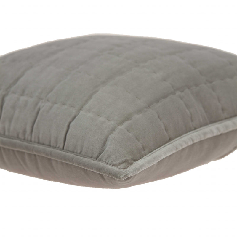 20" X 7" X 20" Transitional Gray Solid Quilted Pillow Cover With Poly Insert - Home Decor