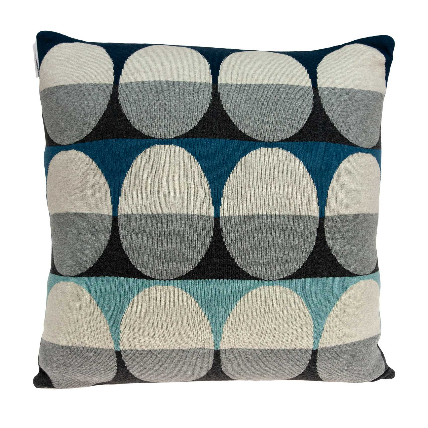 20" Blue Gray And Ivory Geometric Cotton Throw Pillow - Home & Garden