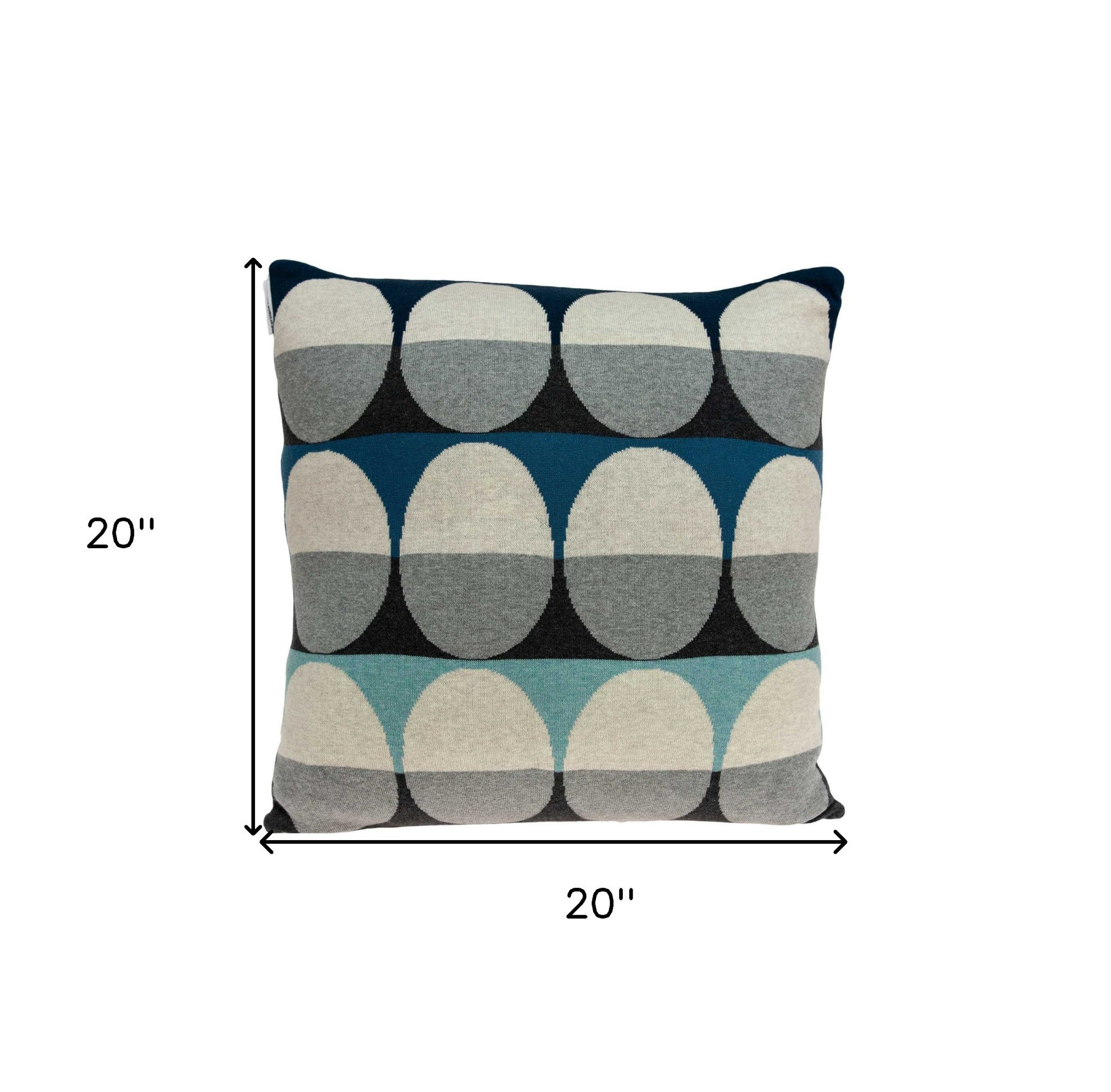 20" Blue Gray And Ivory Geometric Cotton Throw Pillow - Home & Garden