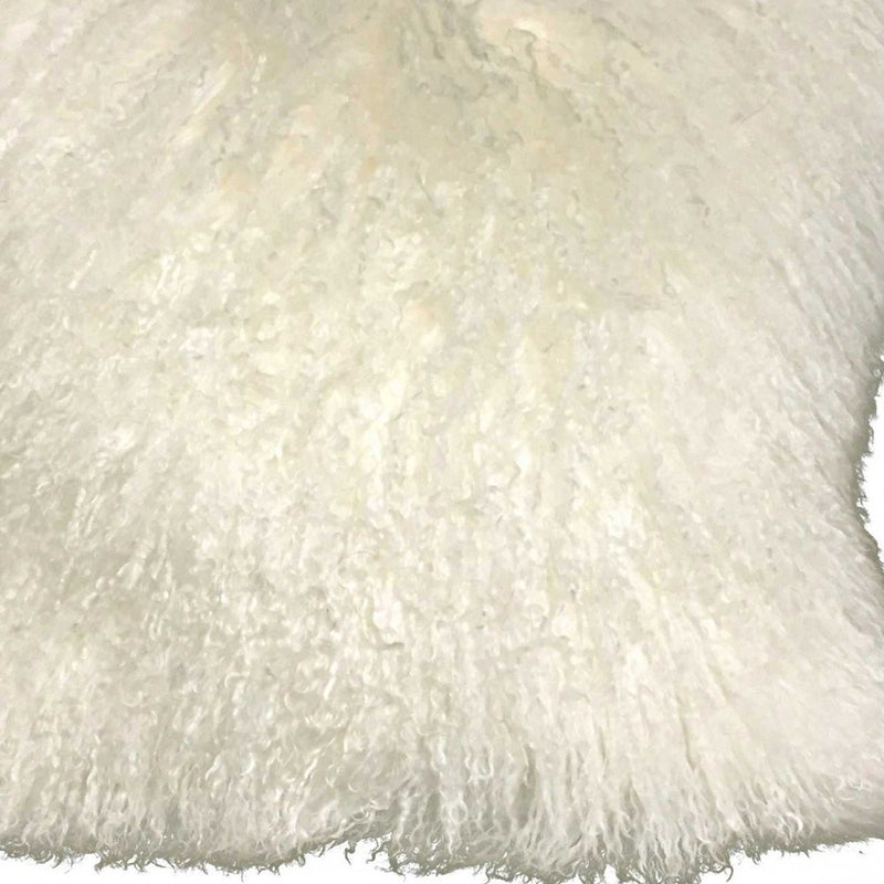 24" Creamy Genuine Tibetan Lamb Fur Pillow With Microsuede Backing - Home Decor