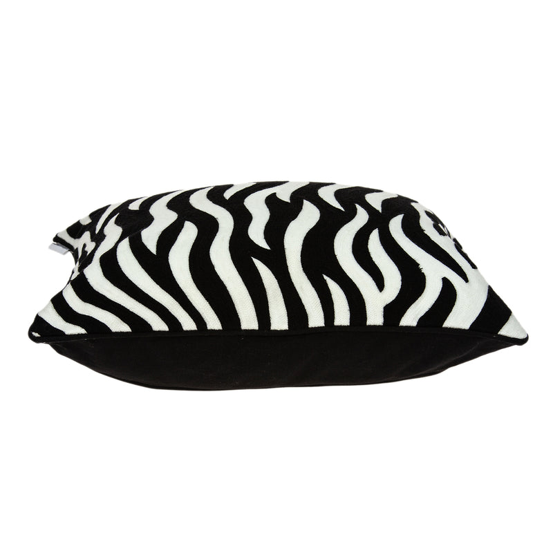 20" X 7" X 20" Transitional Black And White Zebra Pillow Cover With Poly Insert - Home Decor