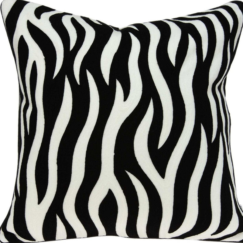 20" X 7" X 20" Transitional Black And White Zebra Pillow Cover With Poly Insert - Home Decor