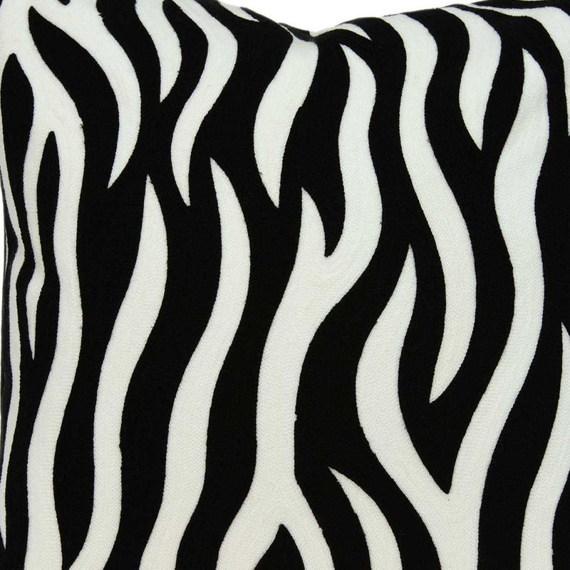 20" X 7" X 20" Transitional Black And White Zebra Pillow Cover With Poly Insert - Home Decor