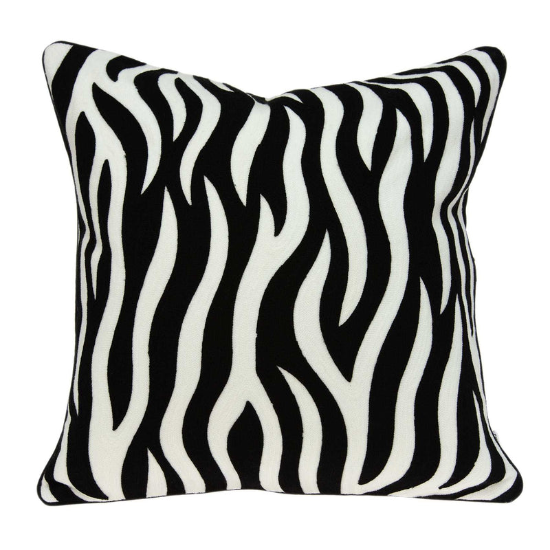 20" X 7" X 20" Transitional Black And White Zebra Pillow Cover With Poly Insert - Home Decor