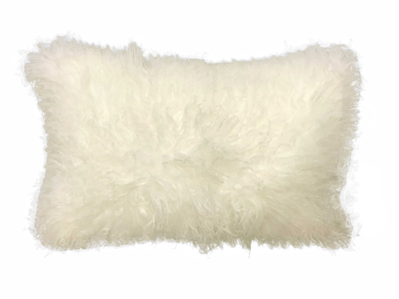 20" Creamy Genuine Tibetan Lamb Fur Pillow With Microsuede Backing - Home Decor