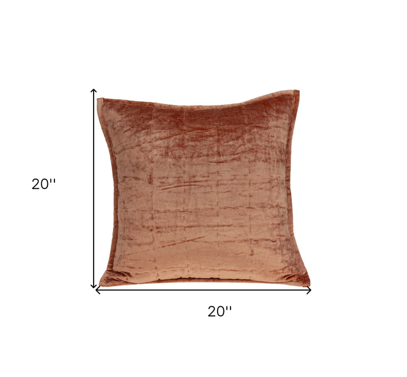 20" X 7" X 20" Transitional Orange Solid Quilted Pillow Cover With Poly Insert - Home Decor