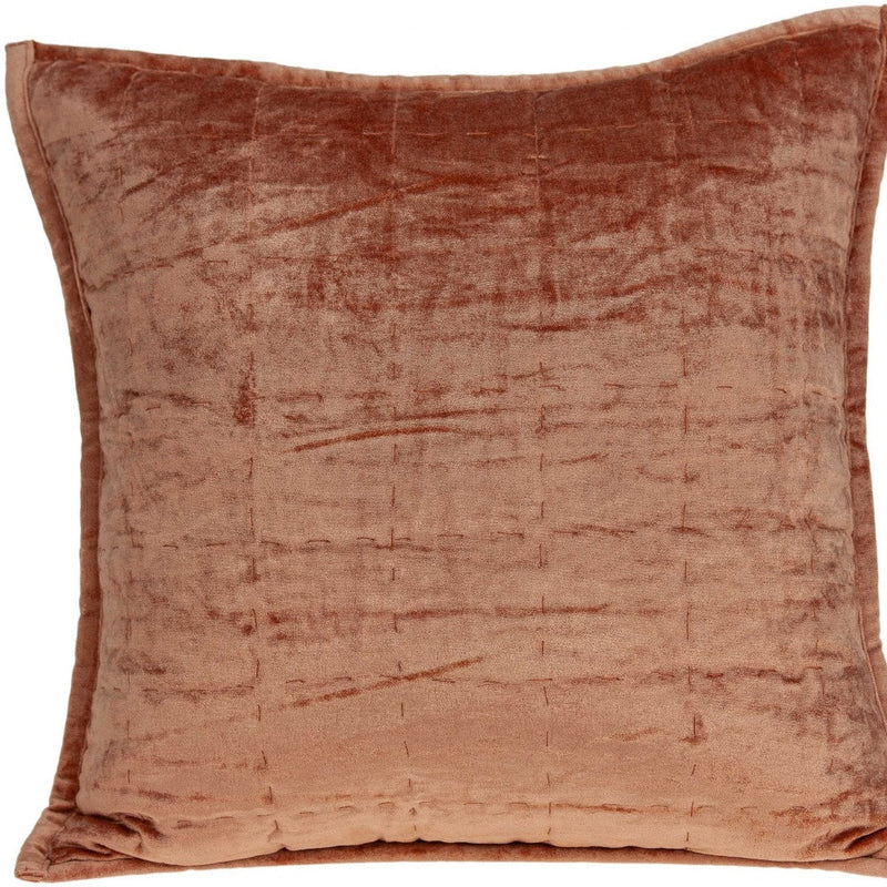 20" X 7" X 20" Transitional Orange Solid Quilted Pillow Cover With Poly Insert - Home Decor