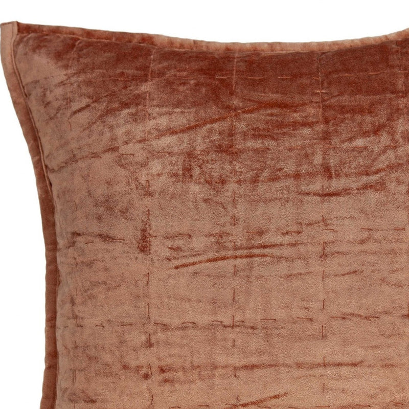 20" X 7" X 20" Transitional Orange Solid Quilted Pillow Cover With Poly Insert - Home Decor