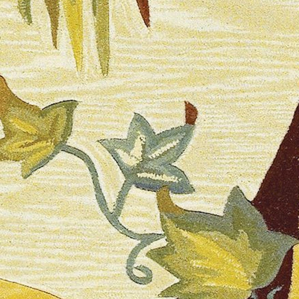 8' X 11' Wool Beige With Greenery Area Rug Default Title