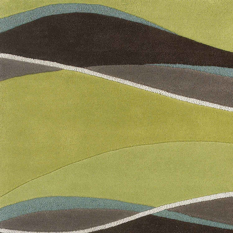 8'X11' Lime Mocha Hand Tufted Abstract Waves Indoor Area Rug