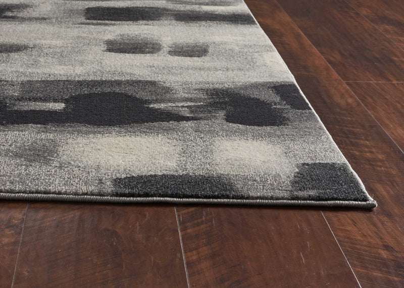 5' X 8' Gray Black And Ivory Abstract Area Rug - Home Decor